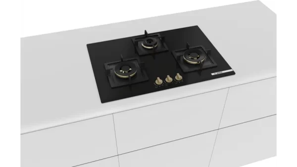 Bosch Series 6, Gas Hob, 75 cm, Tempered Glass, Black PND7B6G20I - Image 3
